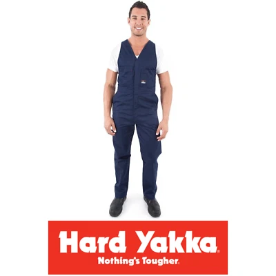Hard Yakka Men's 87R Foundations Tradesman Cotton Drill Action Back Overall Navy