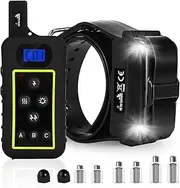 My Pet Command 2KM (1.25 Mile/6600 Ft) Long Range Dog Training Collar Safe Shock Collar with Remote Shock,Vibrate,Tone, Flashing Beacon Lights Waterproof Rechargeable Dog Hunting add Up to 3 Collars