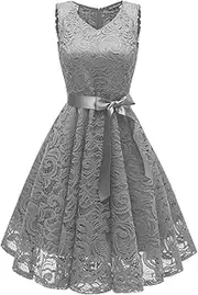 [KAXIDY] Ladies Floral Lace Evening Party Dress Cocktail Swing Dress