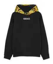 Versace Barocco Panelled Drop-Shoulder Hoodie IT38,IT36 Black