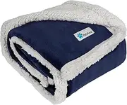 Premium Sherpa Dog Blanket | Pet Throw Blanket for Puppy, Small Dog, Medium Dog or Cat Kitten | Reversible, Soft, Lightweight Microfiber Throw - 30 x 40 Inches (Navy Blue)