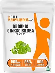BULKSUPPLEMENTS.COM Organic Ginkgo Biloba Powder - Ginkgo Biloba Supplements, Ginkgo Leaf Powder, Ginkgo Biloba Organic - from Ginkgo Biloba Leaf, Vegan, 2000mg per Serving, 250g (8.8 oz)