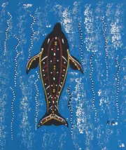 Aboriginal Art Hand Painted Canvas - Dolphin
