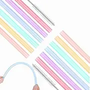 12 PCS Reusable Silicone Straws with 2 PCS Cleaning Brushes, BetterJonny Colorful Reusable Drinking Straws for Kids Flexible Long Straws for Smoothie Milkshake Cocktail Hot Drinks