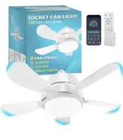 Light Socket Ceiling Fan Light + Remote Control Multiple Speeds✅✅