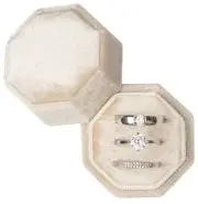 Equal Octagon Velvet Ring Box Storage 3 Slots for Wedding Ceremony Proposal