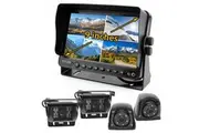 Elinz Quadscreen 9" DVR 4 Camera Package Kit 360 View Reversing Forward Side 12V 24V 800TVL