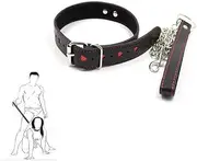 BDSM Leather Sex Collar with Leash Chains Adjustable Necklace Erotic Neck Restraint Cosplay Sex Toys for Adult