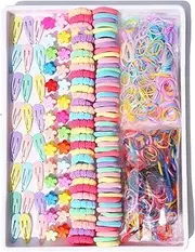 Zcbzbn 2160 pieces, girls' hair accessory set, colourful elastic hair bands, mini seamless hair bands, multi-coloured soft headbands, cartoon hair clips, suitable for girls, children's hair