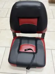 ErgoSeat Two Tone Low Back Folding Boat Seat,Black/Red