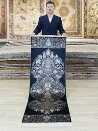 在飛比找Yahoo!奇摩拍賣優惠-米可家飾~天匠60x180cm手工真絲波斯地毯珍藏手工真絲掛