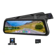 4K Mirror Dash Cam Front and Rear View Dual Cameras 9.66 inch HD Rearview Mir...