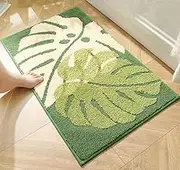 Anaado Bathroom Mat Rug Anti Slip 50x80 cm, Water Absorbent, Bath Mat for Bathroom, Home, Bedroom, Kitchen, Green Plants