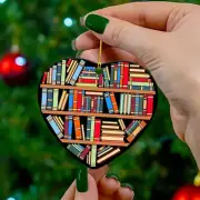 Book Lovers Heart Shaped Bookshelf Pendant Acrylic Manifestation Crystals Beads