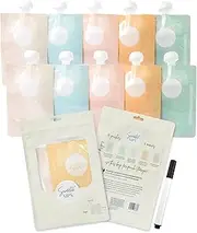 Sweetie Sips Reusable Food Pouches 6-Pack 6oz Baby Food Storage Refillable Toddler Squeeze Pouch for Kids Washable Freezer Safe Homemade Purees Smoothies