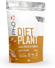 PhD Nutrition Diet Plant, Vegan Protein Powder Plant Based, Salted Caramel, 20g of Plant Protein, 20 Servings Per 500g Bag