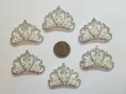 6 Pcs Lot pearl Rhinestone Flatback Crystal Tiara Hair Bow Supplies.