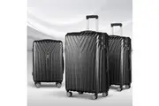 3pc Wanderlite Luggage Trolley Set Suitcase Travel TSA Hard Case Carry On Black Lightweight