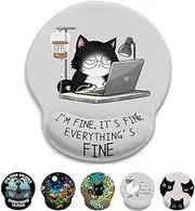 LIMKRIAN Cat Ergonomic Mouse Pad with Wrist Rest, Gaming Mouse Pad with Wrist Support, Funny Mouse Pads for Desk, Computer Mousepad with Non-Slip Pain Relief PU Base, Cute Office Desk Accessories