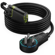 Maximm 360° Rotating Flat Plug Extension Cord 10 ft Black, with Removable Hoo...