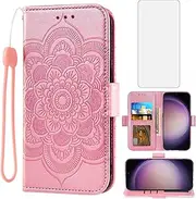 [Asuwish] Phone Case for Samsung Galaxy S23 5G Wallet Cover with Tempered Glass Screen Protector and Flip Credit Card Holder Stand Cell Accessories S 23 23S GS23 G5 SM-S911U 6.1 inch Women Men Rose Gold