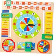 GALPADA Preschool Time Date Teaching Toy Wooden and Plastic Toys Boys and Girls Learning Clock