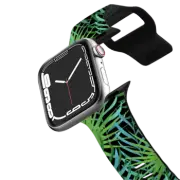 Apple Watch Series 7-9 (45mm) Impact Band Green tropical leaf pattern on black