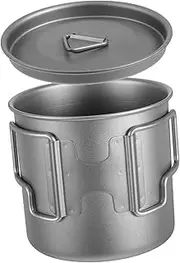 TOPPERFUN Titanium Coffee Mug with Foldable Handle Portable Water Cup for Camping Hiking Titanium Drinkware with Quick Heating Includes Storage Bag for