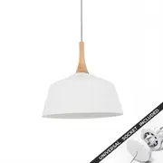 Snap Lighting Nordic Timber and Metal Dome Downlight to Pendant Light Conversion Kit White Large