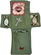 Byeaon Pocket Shrine with Silver Cro-Ss Included Inside, Religious Keepsake, Mini Altar Travel Kit, Compact Sacred Accessory, Faith-Inspired Design, 23x9cm, for Personal Worship
