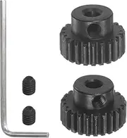 HARFINGTON 48P Hardened Pinion Motor Gear Set 2pcs 23T 24T Fit 1/8 inch RC Motor Shaft 48 Pitch Carbon Steel Gears for RC Car, with Hex Key
