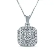 0.25 CT. T.W. Composite Baguette and Round Natural Diamond Octagon Frame Pendant in 10K White Gold