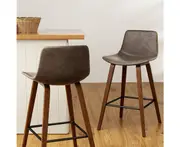 Bar Stools Set of 2 Leather Kitchen Stool