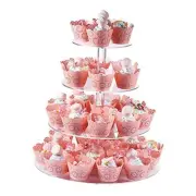 Cupcake Stand, 4 Tier Round Acrylic Cupcake Display Stand Round - 4 Tier
