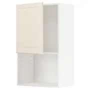 METOD wall cabinet for microwave oven, white/Bodbyn off-white, 60x37x100 cm