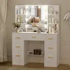 Bedroom Dressing Table Set Hollywood Vanity Makeup Desk with 10 LED Bulbs Mirror