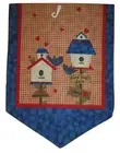Table Runner 13 x 36 Birdhouses Birds Red Gingham Blue