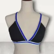 NWT Nautica Black/Blue Cross-Back Bikini Top Size Large