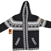 WOMEN HANDMADE ANDEAN ALPACA DARK GRAY ZIP HOODIE SWEATER SZ L SLIM FIT