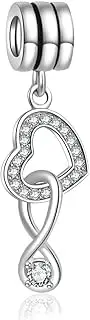[NARTGO] Dangle Heart Infinity Endless Love Charm Compatible With Pandora Charms Bracelets, Metal, No Gemstone
