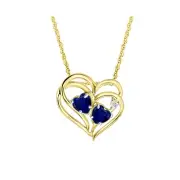 1.50Ct Heart Cut Simulated Sapphire Women's Heart Pendant 14k Yellow Gold Finish