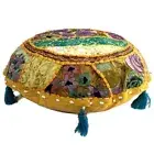 Orange Round Patchwork Floor Throw Cover Embroidered Meditation Cushion Cover