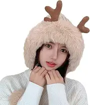 [Generic] Winter Hat for Men Cold Weather Deer Ears Cute Strawberry Hats Wool Cap Scarf Two in One Winter Warm Hood Scarf Hat 3 Hat