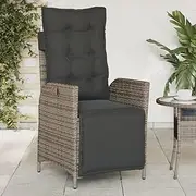 Reclining Garden Chair with Footrest Grey Poly Rattan Patio Seating