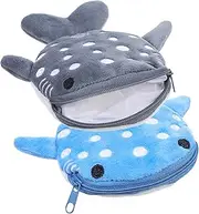 [MOBUTOFU] Shark Coin Purse Women Plush Small Purse Zipper Wallet Key Pouch for Coin Pouch