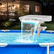 Pool Fountain Waterfall for Above Ground Pools, Swimming Pool Attachment Accessories, Relaxing Cascade Soothing Waterfall, Fits Various Frame Pools (with 7 LED Light)