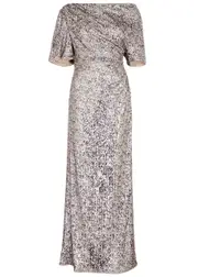 Diane Von Furstenberg Wittrock Sequin Gown - Silver - M (UK12 / M) M (UK12 / M)