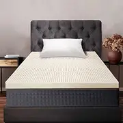 Mona Bedding Pure Natural Latex Mattress Topper, 7 Zone Bed Mattress Protector Pad with Removable Cover Breathable Air Cells Underlay Protector Mat 5cm Thick Single Size S 190cm x 90cm