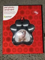 Pet Pawprint Metal Holiday Photo Frame Ornament Christmas Pearhead