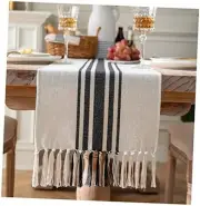 Boho Table Runner for Modern Farmhouse Decor, Dining 13x72Inch Black Beige